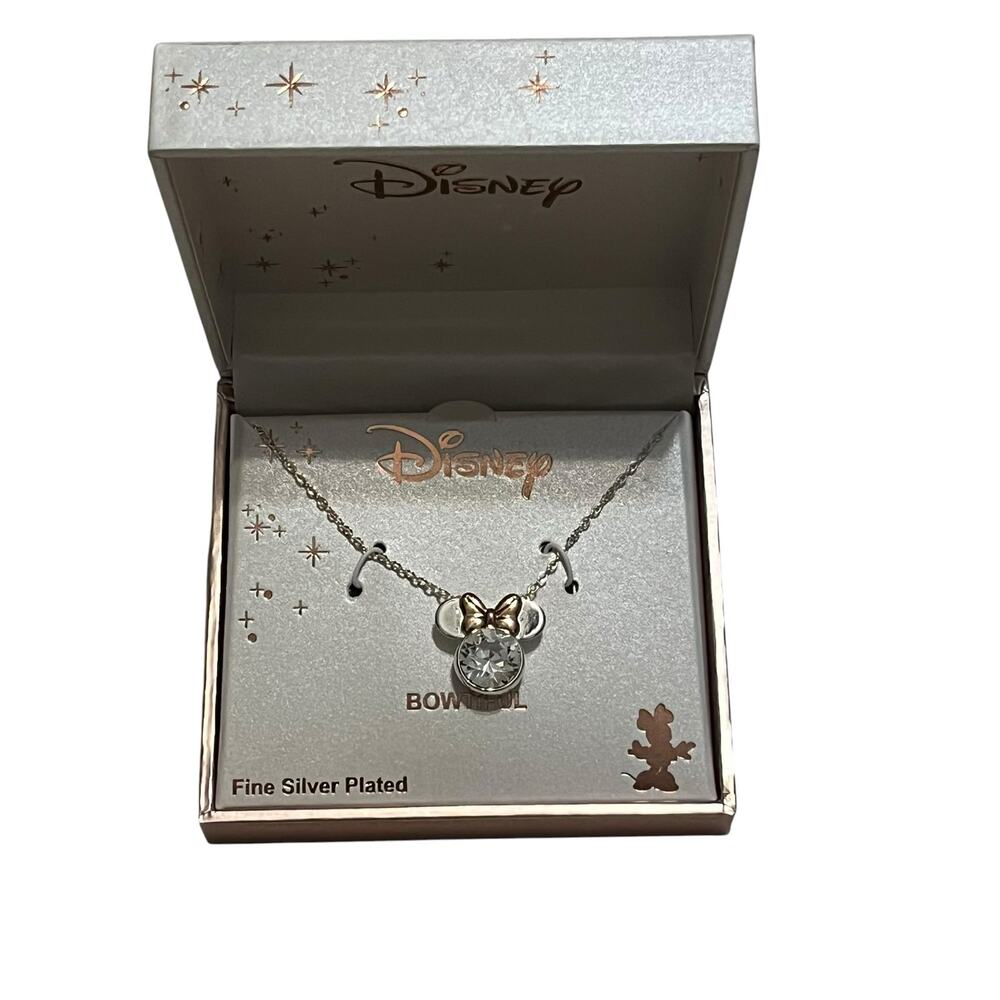 Disney Minnie Mouse Crystal Silver Plated Necklace